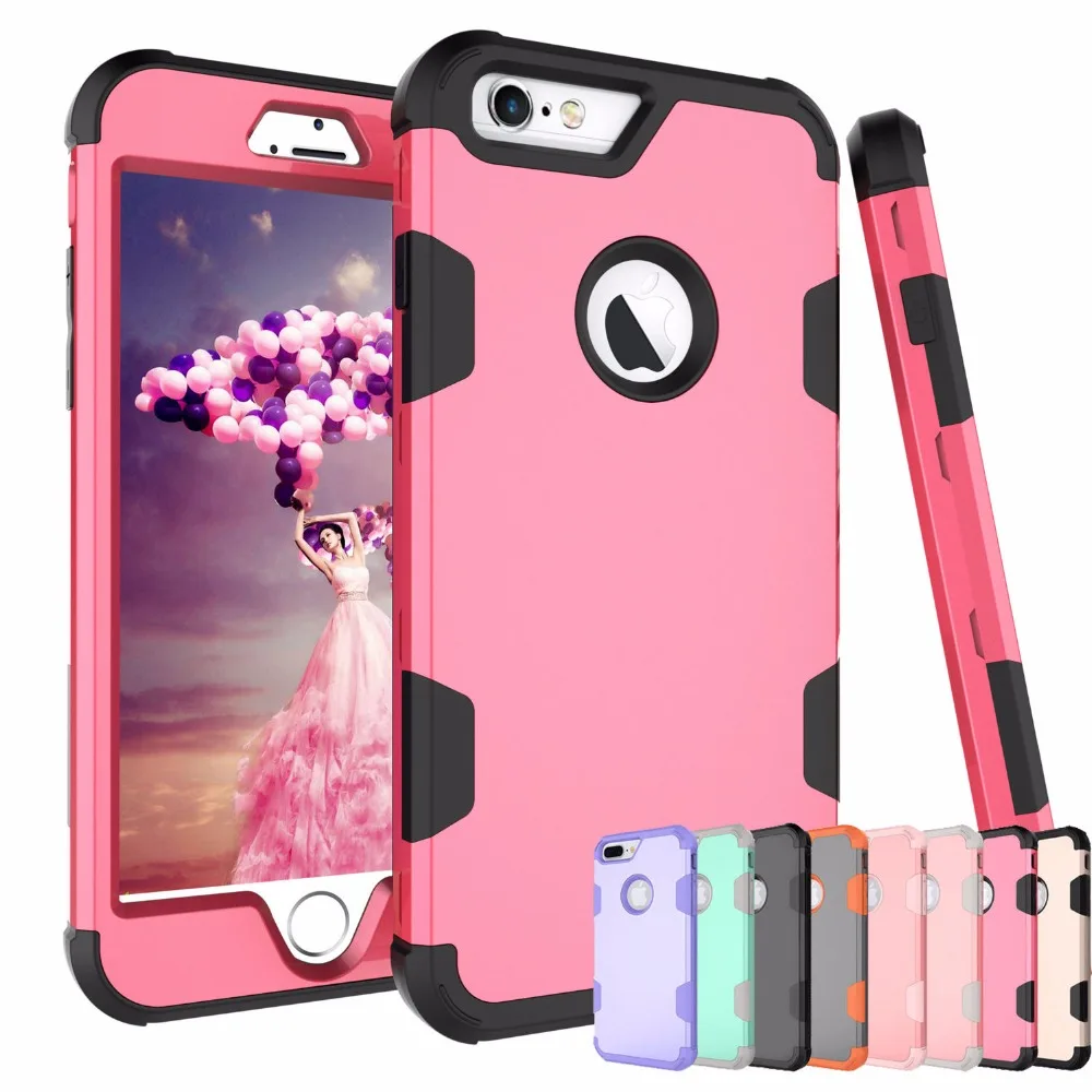 360 Shockproof full Protect Cover Hybrid TPU+ Rubber Hard Rugged Armor Rose Gold Phone Case For iPhone XR 6 6S 7 8 Plus X |