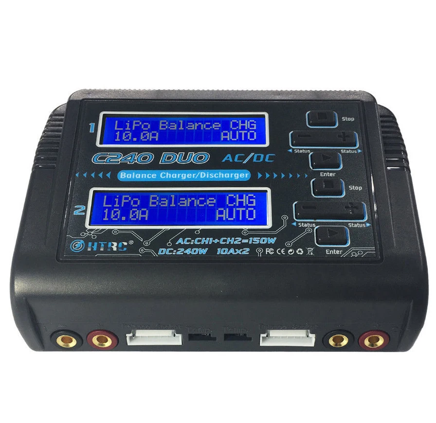 

HTRC C240 DUO AC 150W /DC 240W Dual Channel 10A RC Balance Charger for LiPo LiHV LiFe Lilon NiCd NiMh Pb Battery Discharger