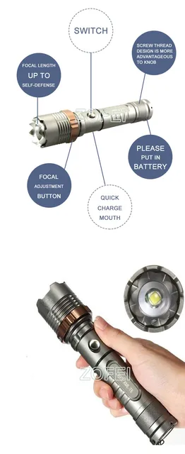 TORCIA RICARICABILE 6W XM-L2 T6 CREE LED ASALITE - TORCE LED