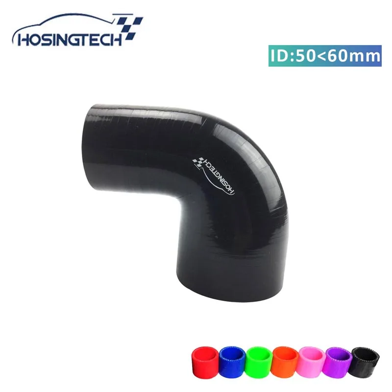 

HOSINGTECH- pure silicone brand quality 2.35" to 2"(60mm-50mm) black 90degree silicone elbow reducer turbo hose