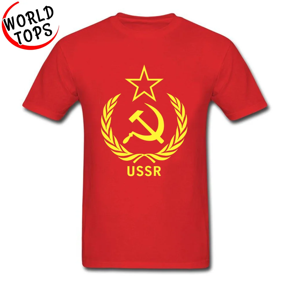 Group Funny Crewneck T Shirts Summer/Autumn Tops T Shirt Short Sleeve for Men Rife All Cotton Design Tshirts Wholesale Soviet Communist USSR Laurel Hammer Sickle 75 red