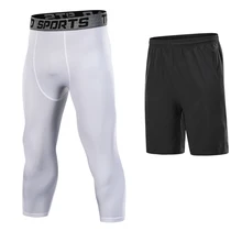 Мужские 3/4 Леггинсы для бега обтягивающие колготки Трусы с подкладкой для тренировок Спортивная Одежда Футбол фитнес тренажерный зал леггинсы для баскетбола шорты