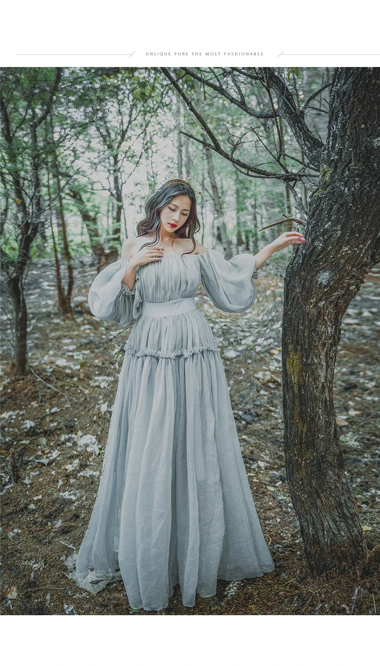 Женское серое платье-светильник, винтажное сказочное длинное платье макси, средневековое платье Ренессанса, платье принцессы в викторианском стиле