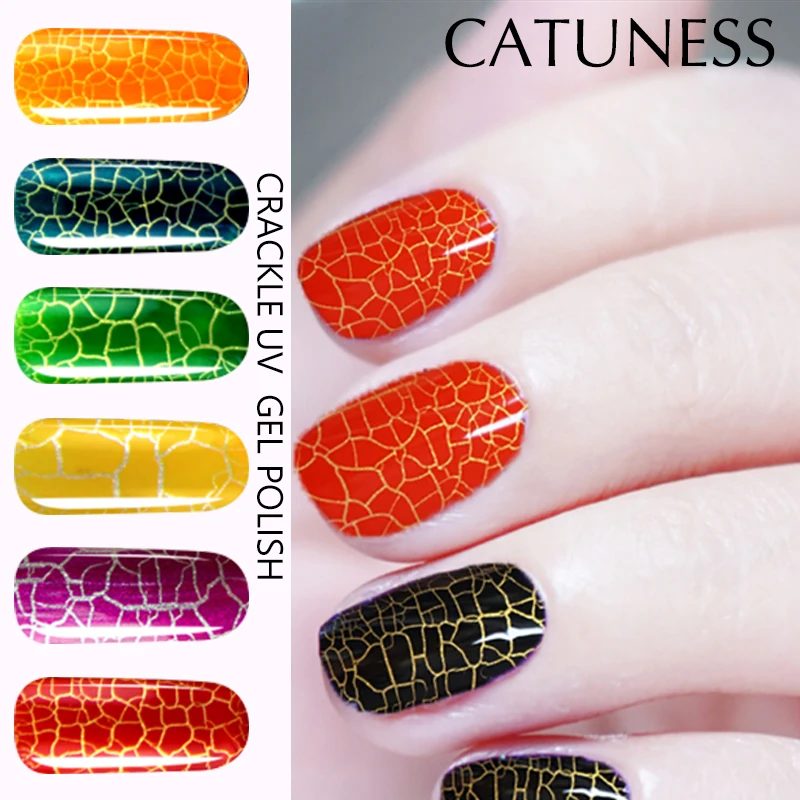 

CATUNESS Latest Newest Crackle UV Gel 8mlTrend Crack French Style UV Lucky 12Colors Gel Nail Polish Off Soak Nail Art Manicure