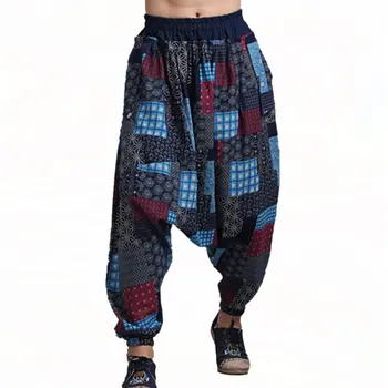 

2019 Japanese Samurai Boho Low drop Crotch Loose Harem pants Baggy Hakama swag Cross Sweatpants Hiphop Dance Trousers 71905