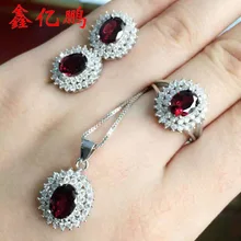 925 серебряные инкрустированные натуральные комплекты из граната