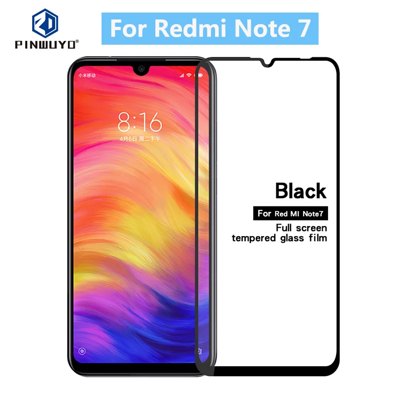 

100% Original PINWUYO 9H Full Cover Toughened Tempered Glass Screen Protector Film for Xiaomi Redmi Note 7