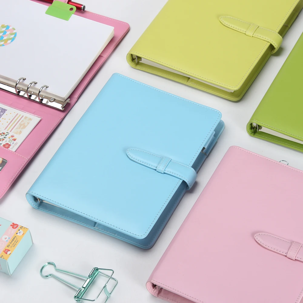 

Macaron 2.0 new leather spiral notebook,cute personal agenda planner organizer,office school travel diary/ planner binder A5 A6
