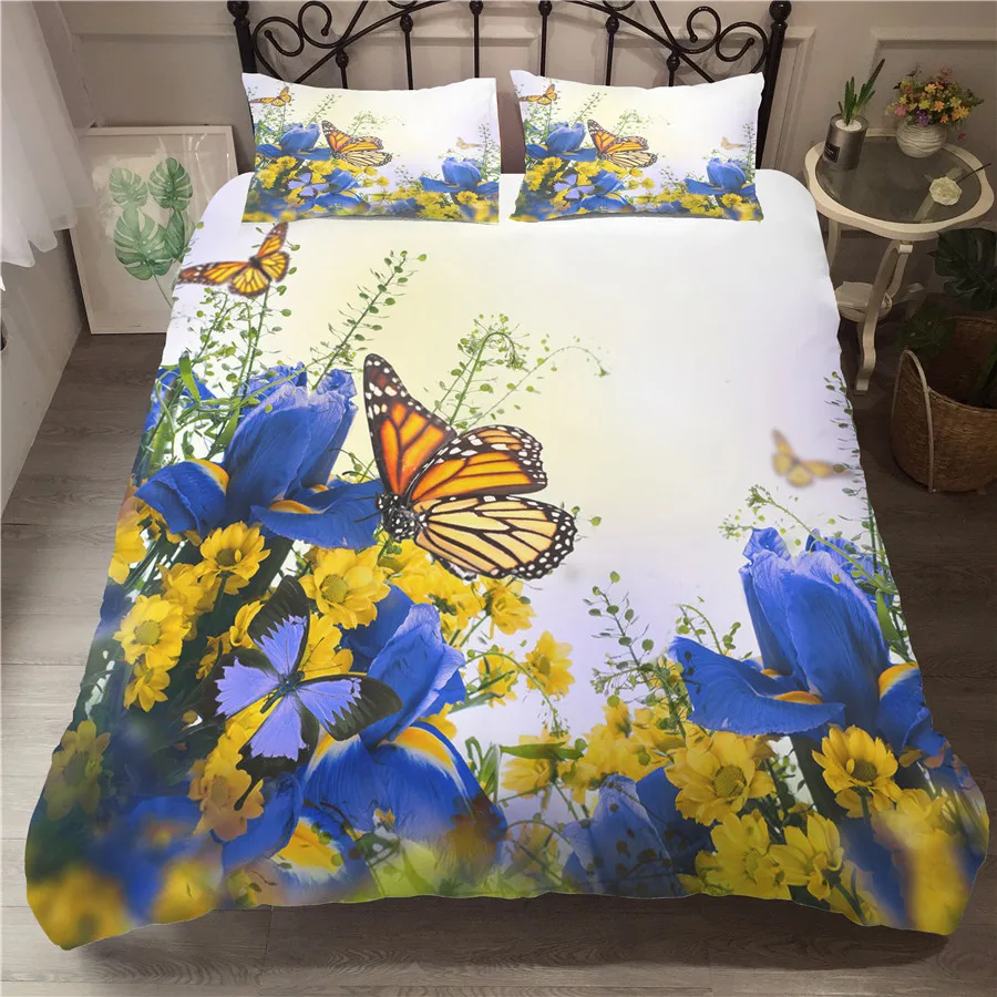 

A Bedding Set 3D Printed Duvet Cover Bed Set Butterfly Home Textiles for Adults Bedclothes with Pillowcase #HD11