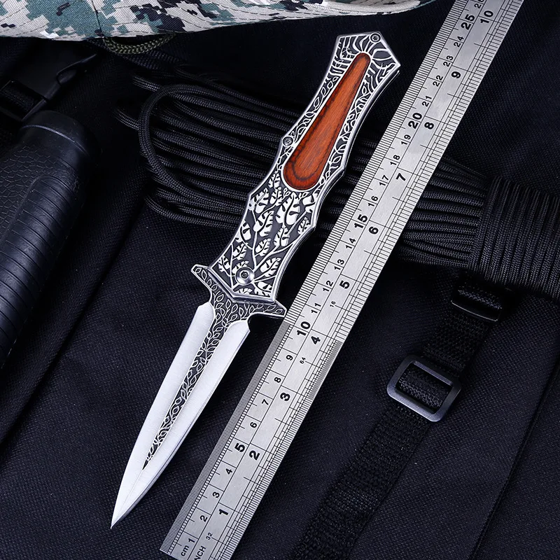 

Tactical 56HRC High Hardness 420 Blade Steel + Color Wooden Handle Folding Knife Camping Hunting Pocket Knife Tool