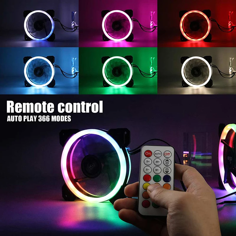 darkFlash Aigo DR12 Computer Case Fan PC Cooling Fan Light RGB Adjust LED 120mm Quiet IR 3