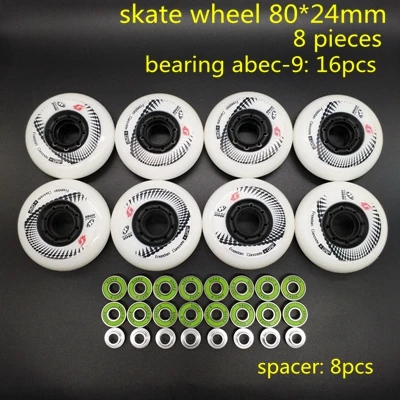 Роликовые колеса Скейт Колеса гироскопа 80*24 мм 84 A 8 шт./лот ABEC-9 - Цвет: white wheel n abec-9