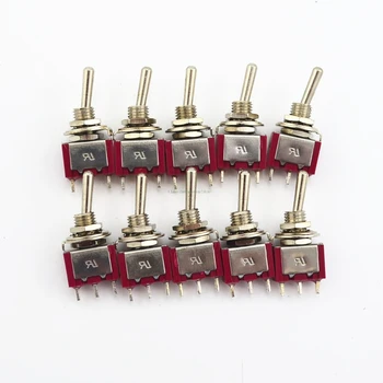 

wholesale 10Pcs Red 3 Pin 3 Position (ON)-OFF-(ON) SPDT Mini Momentary Toggle Switch Automatic Return Middle