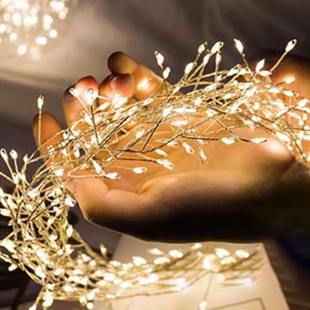 Светильник-гирлянда из серебряной проволоки, светодиодный светильник-гирлянда s, праздничный светильник ing для сказочной рождественской елки, гирлянда, украшение для свадебной вечеринки