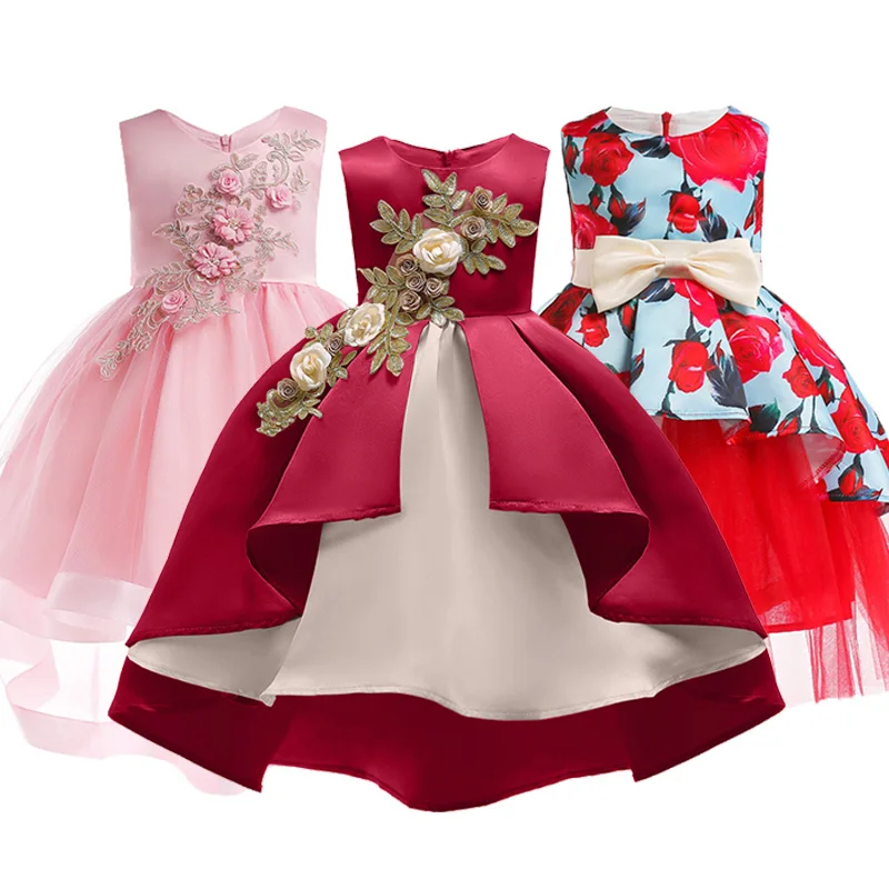 Платье принцессы с цветочным узором для девочек; детское платье для свадебной вечеринки; праздничная одежда; Детские платья для девочек 3-10 лет