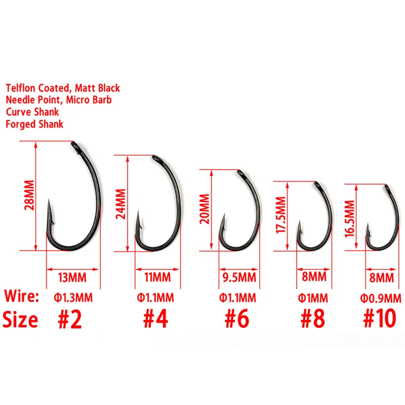 Bimoo 20 шт./упак.#2#4#6#8 тельфлон игла покрытая острый кривой Карп рыболовные крючки Высокое качество матовый черный Pop up крючок для ловли карпа