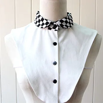 

2017 New Listing Solid Shirt False Collar White & Black Blouse Vintage Detachable False Korean Elegant pearl Cotton Shirt