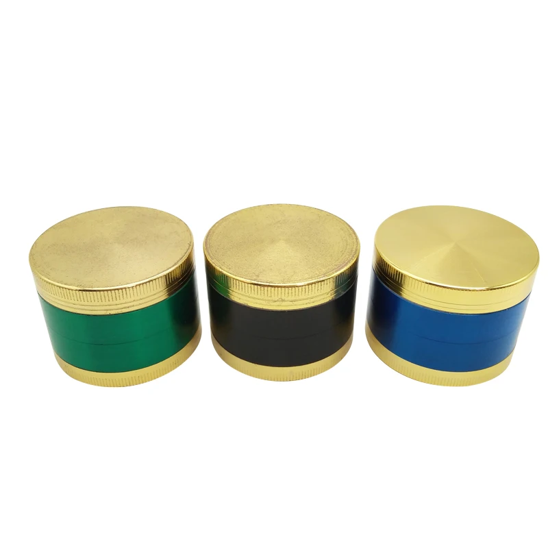 

New Arrival 4 Layers Gold Lid Top Fashion Metal Grinder Zinc Alloy Tobacco Grinder For Smoking