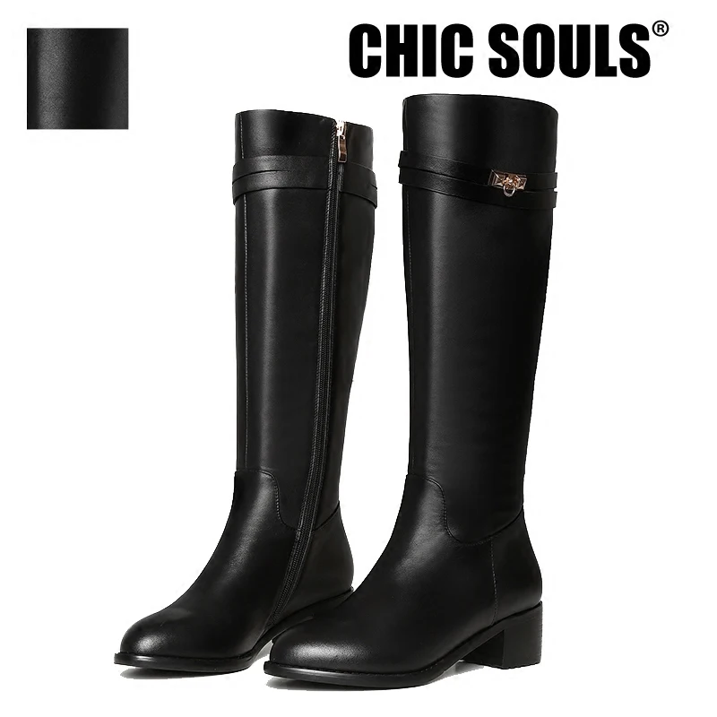 Discount Winter Womens Knee High Boots Online Genuine Leather Slim Long Boots Designer Black ...