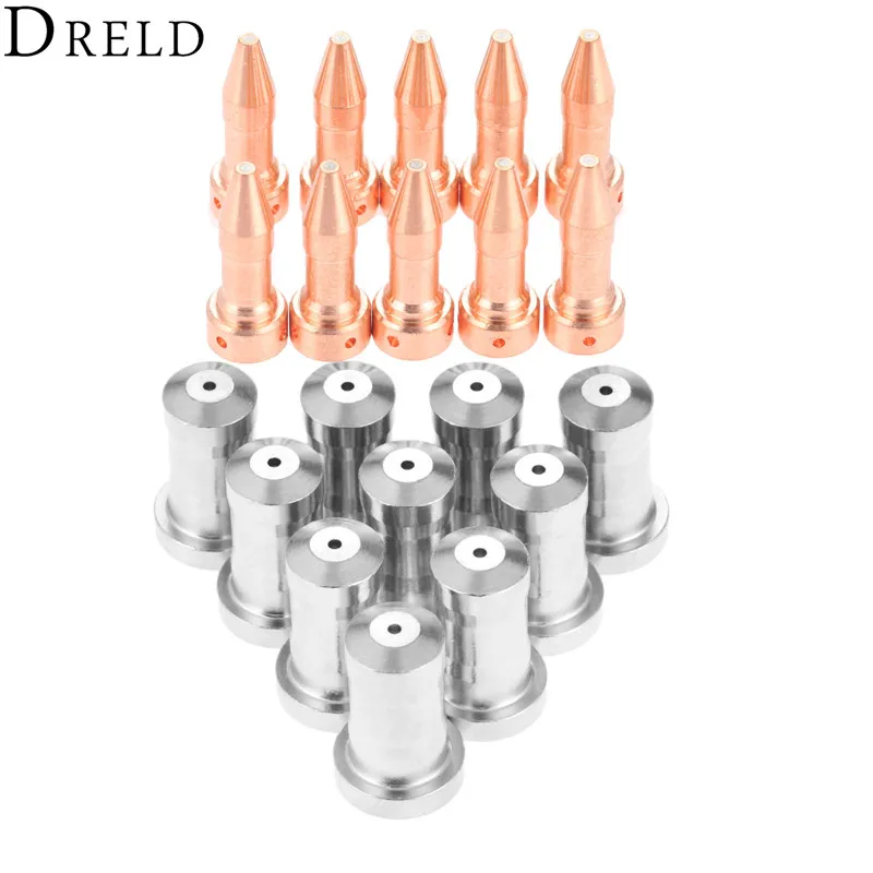 DRELD 20pcs/set Electrodes 33366XL+Nozzle 33418 for PT-23 PT-27 Plasma Cutting Torch Consumable 80A Replacement Consumable Parts DRELD 20pcs/set Electrodes 33366XL+Nozzle 33418 for PT-23 PT-27 Plasma Cutting Torch Consumable 80A Replacement Consumable Parts