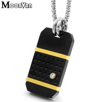 

Moorvan biker men military dog tag pendant necklace punk fashion square necklace man stainless steel jewelry boyfriend gift VP87