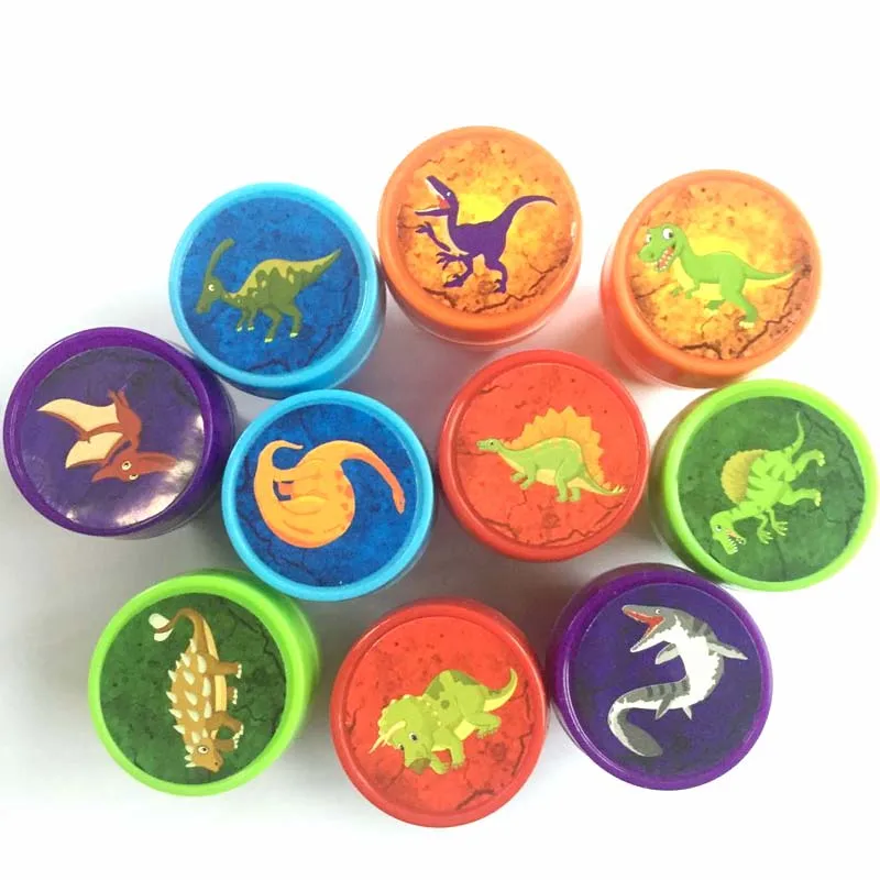 

10 Pcs/set Cartoon Dinosaur Self Inking Stamper Art Craft Stamps Kids Party Favors Toy Drawing Templates DIY Supplies