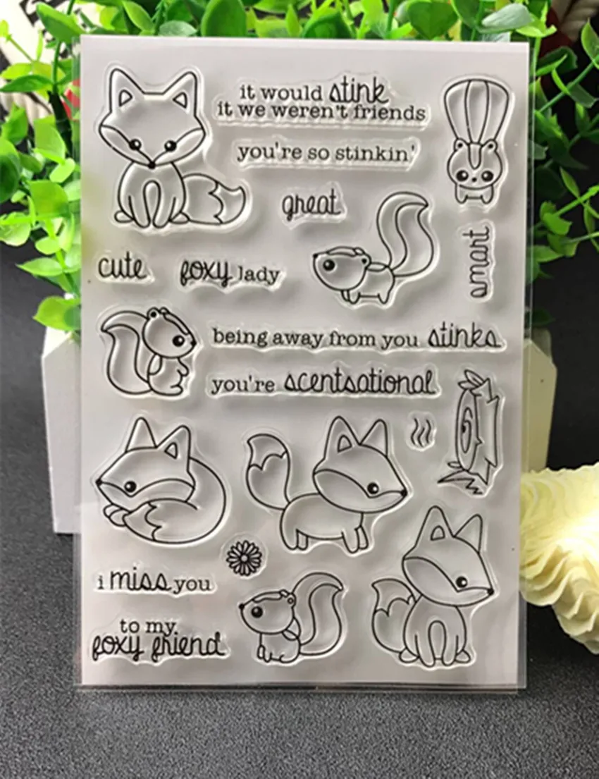 

lovely fox Transparent Clear Silicone Stamp/Seal for DIY scrapbooking/photo album Decorative clear stamp sheets