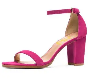 

Moraima snc Hot Selling Super High Solid Back Strap Sandals Hot Pink Block Heel Sandals Ankle Strap Heels