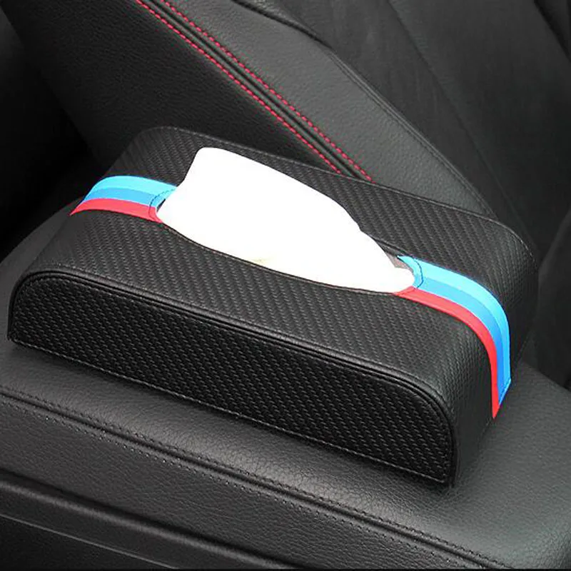 1PCS Carbon Fiber Car Tissue Box Paper Towel Case Tissue Holder Auto