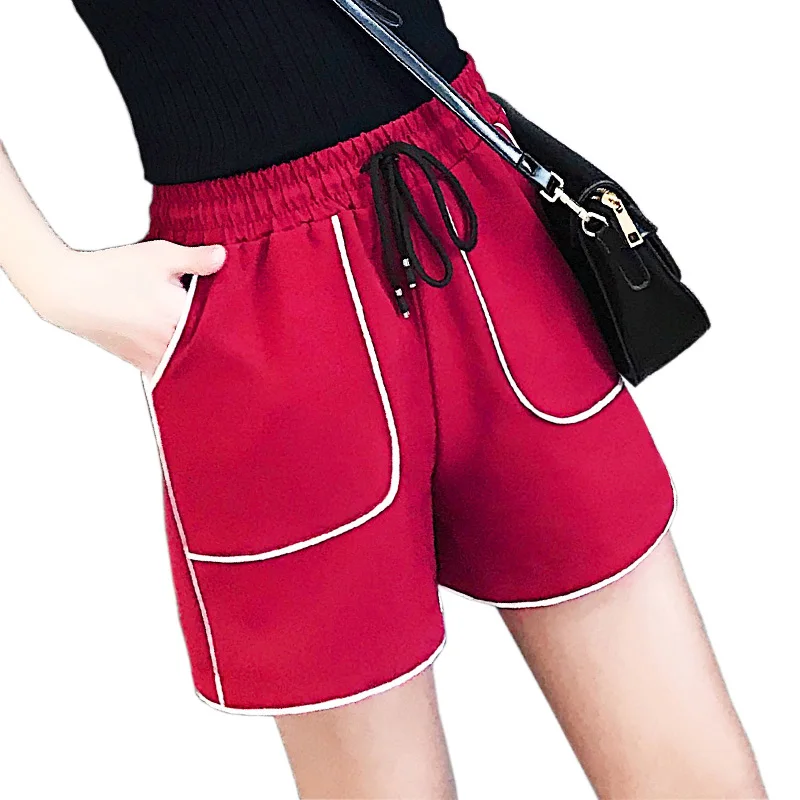 fashion European Style Casual Shorts Women High Waisted Straight Shorts