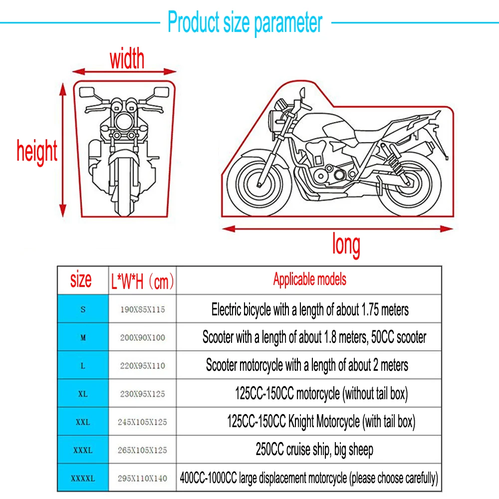 Мотоциклетный чехол для велосипеда, всесезонный Водонепроницаемый Пылезащитный УФ-защитный чехол для улицы, внутреннего мотоцикла, скутера, мотоцикла, дождевик