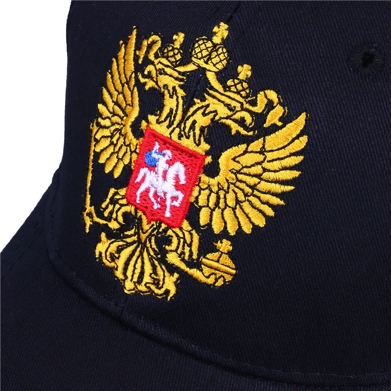 Черная кепка Хлопок Уличная бейсболка герб России вышивка Snapback модные спортивные шапки для мужчин и женщин Кепка Патриот