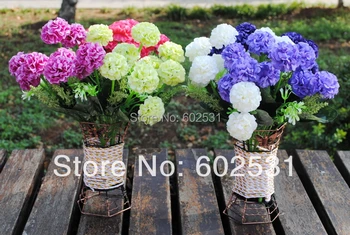 

SPR 5pcs/lot Artificial silk flowers hydrangea ball home decoration Wedding Bouquet Artificial Flowers 4 Colors Available