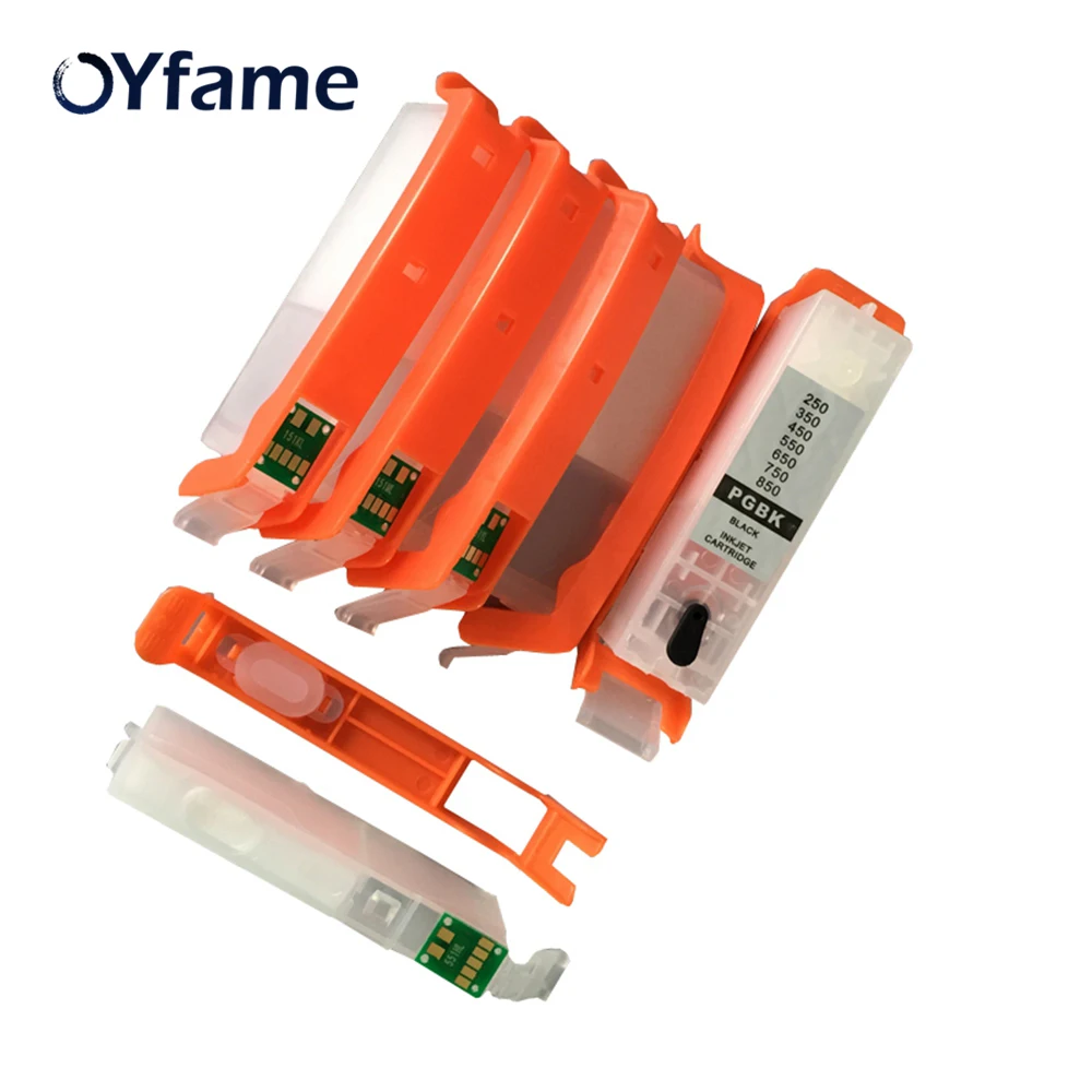 OYfame 6PCS PGI 250 PGBK CLI251 for canon MG6320 MG7120 MG7520 IP8720 refillable ink cartridge