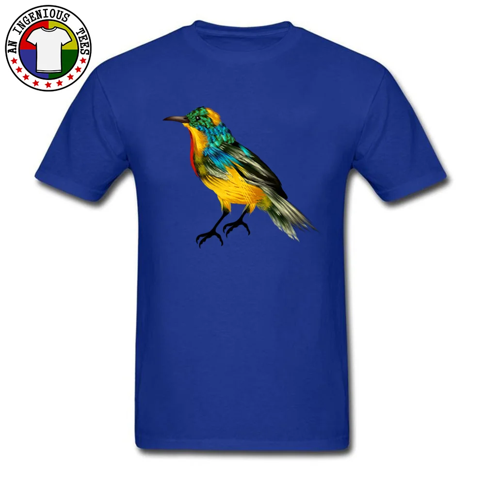 Casual Colorful Feathers Birds Camisa Short Sleeve Summer Autumn T Shirt Faddish O Neck Cotton Fabric Tee Shirts Men's T-shirts Colorful Feathers Birds blue