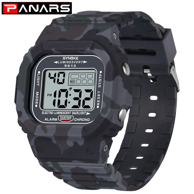 

PANARS Men Watch Outdoor Sport 3Bar Waterproof Watches Alarm Clock Week Display Military Fashion Digital Watch reloj hombre