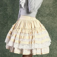 Ladies’ Trendy Fashion Lace Garden Skirt with Pleated Patterns and Lace Trimmings