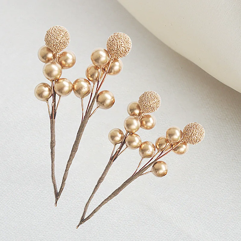 

100pcs Artificial Flower Golden Berries Branch for Wedding Christmas Decoration DIY Valentine's Day Gift Box Craft Flower Decor