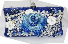 Blau strass handtasche pfau abendtaschen prom kupplung mode zeigen schulter kristall tasche
