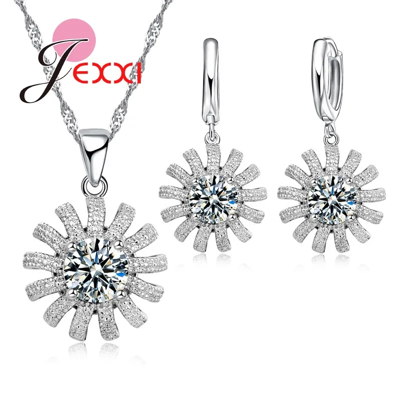 

New Arrival Wedding Jewelry Sets for Women Brides 925 Sterling Silver Earrings Pendant Necklace Cubic Zirconia Jewelry