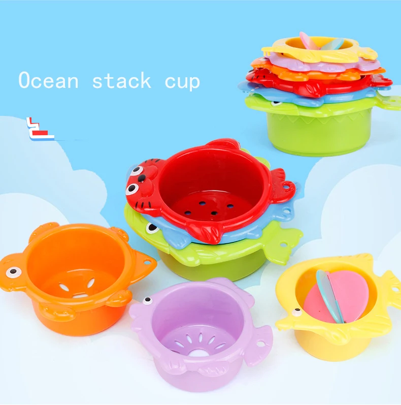 6 шт./партия, складывающиеся стаканчики в океане, для родителей и детей, интересные чашки для настольного понга, Детские блестящие игрушки для купания, игрушки для воды и пляжа для младенцев