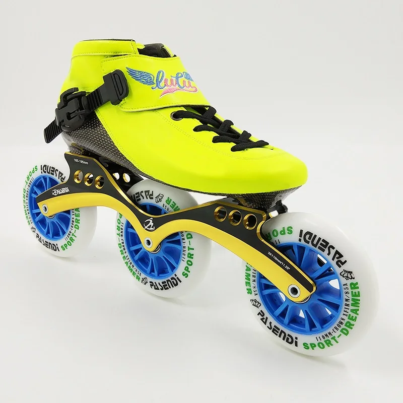 LUTU новые коньки скорость катание обувь ребенок для мужчин роликовые коньки взрослых женщин Inline обуви большой колёса полный углерод - Цвет: same pic 110mm wheel