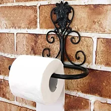 S-nuevo para el hogar Vintage de hierro baño rollo de papel toalla titular baño montaje en pared estante negro MAR23