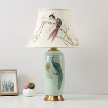 YOOK светодио дный настольная лампа Медь настольная лампа Спальня для кабинет Керамика классическая настольная лампа украшения E27 220 В