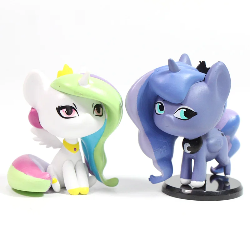 6 шт. в версии My Little Pony игрушки принцесса Луна Rarity Applejack Octavia Melody Fluttershy серебряная
