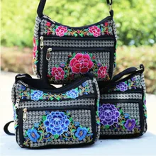 Новая мода Вышивка Для женщин Хозяйственные сумки! Горячая цветочный Embroiered плечо и Crossbody Сумки Универсальные женские высокие Национальный несущей