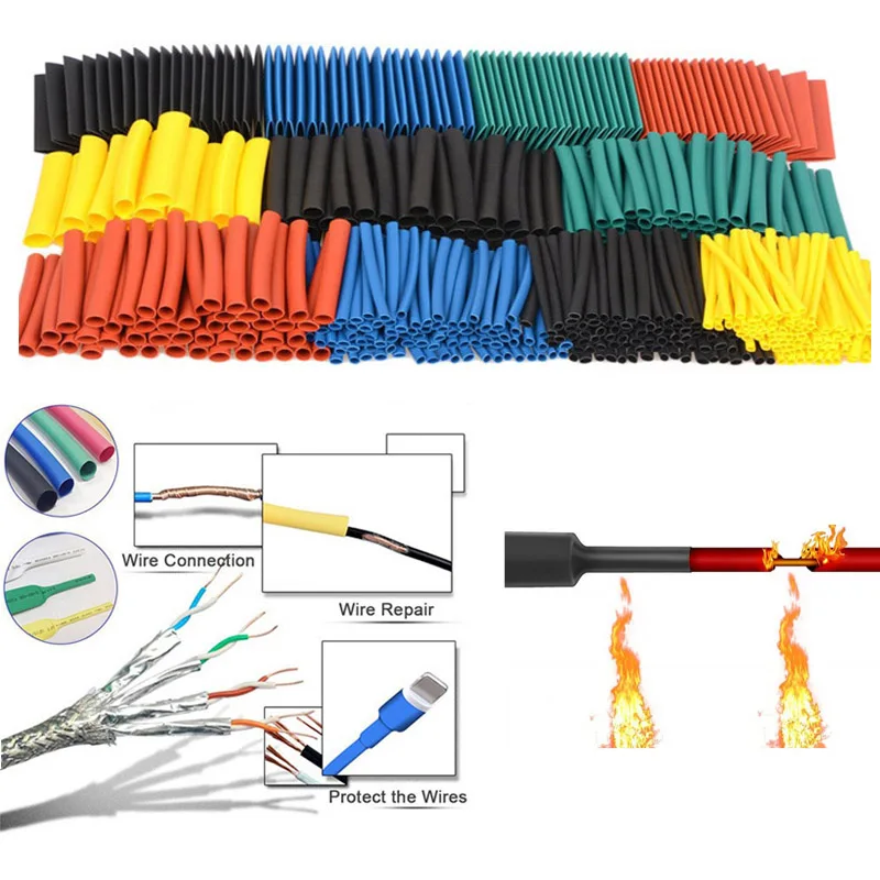 164 шт Ассорти Термоусадочная Трубка Набор полиолефин усадочная проволока кабель трубчатая изоляция термоусадочный комплект трубок