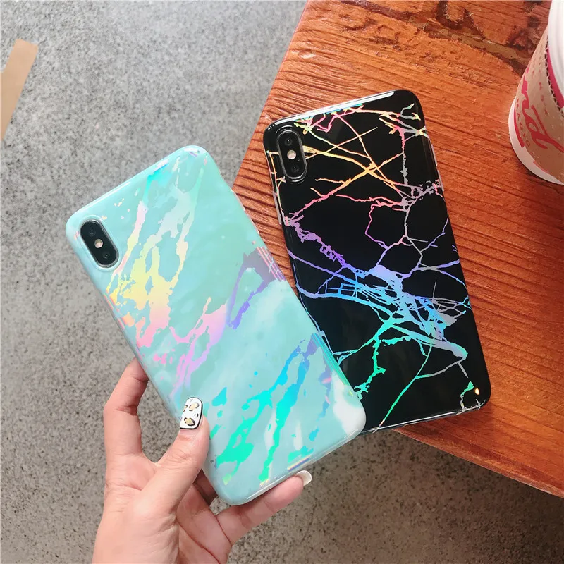 Лазерное покрытие излучения трещины мраморный телефонный чехол для iPhone 7 Plus/6/6S/8
