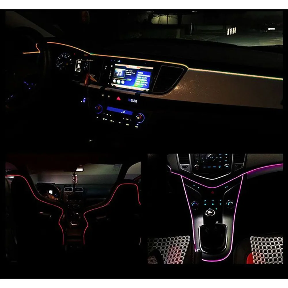Универсальный 3 м стайлинга автомобилей Гибкий неоновый светодиодный светильник EL трос автомобиля полоска для автомобильной двери с контроллером для audi toyota