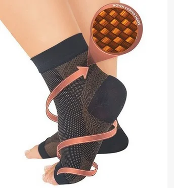 Мужские и женские носки с открытыми пальцами, компрессионные, предотвращают усталость лодыжки - Цвет: Copper